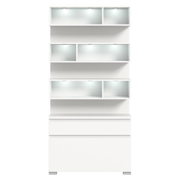 Shoelove Schuhschrank Regal 1 Klaptr, 1 Schublade, Ablagen mit Licht wei.