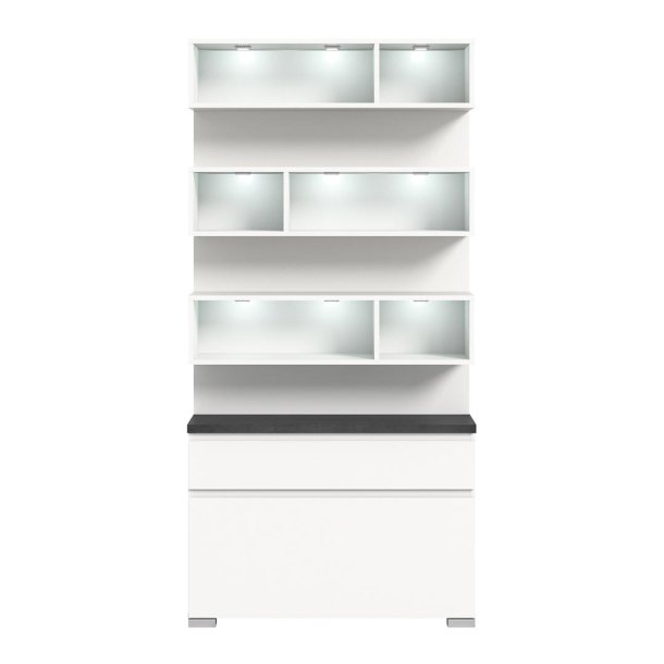 Shoelove Schuhschrank Regal 1 Klaptr, 1 Schublade, Ablagen mit Licht wei,grau.