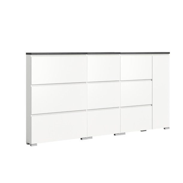 Shoelove skoskap sett med 3 1 d�r, 9 klaffd�rer hvit.