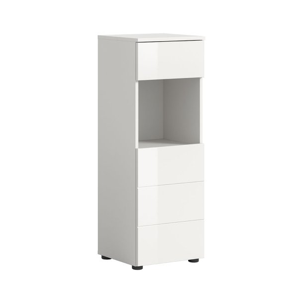 Vira Badschrank 1 Schublade 1 Tr 1 Fach wei Hochglanz, wei.