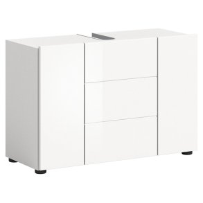 Vira Waschbeckenunterschrank 3 Tren, 5 Schubladen Wei hochglanz, wei.