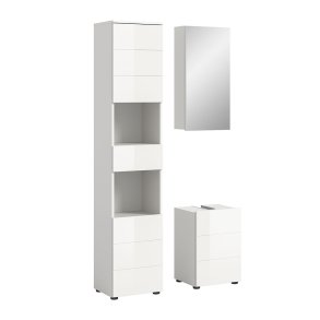 Vira badrumsmbler 3 delar vit hgglans, vit.