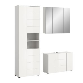 Vira Badmbelset 3 Teile wei Hochglanz, wei.