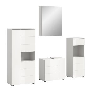 Vira Badmbelset 4 Teile wei Hochglanz, wei.