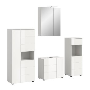 Vira Badmbelset 5 Teile inkl. Beleuchtung wei Hochglanz, wei.