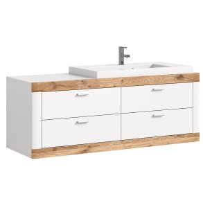 Laredo vaskeskap 132cm 4 skuffr matt hvit,eik dekor,hvit.