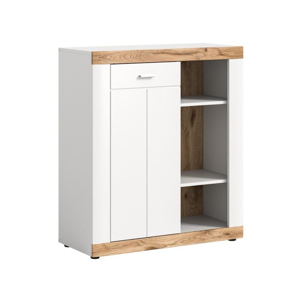 Laredo kommode 1 lge, 2 hylder mat hvid,eg dekor,hvid.
