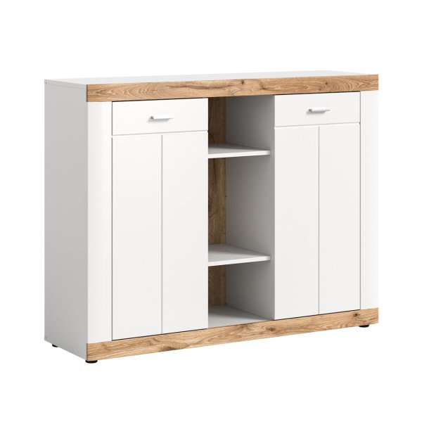 Laredo Sideboard 2 Türen, 2 Ablagen matt weiß,Eiche dekor,weiß.