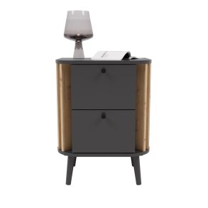 Pure Nachttisch 2 Schubladen grau,Eiche dekor.