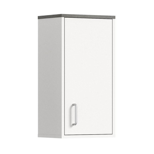 Los Angeles Badschrank wandhängend 1 Tür weiß,rauchfarbenen.
