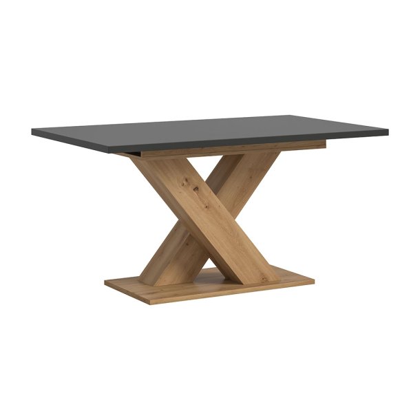 Motion spisebord X-fod 90x150/190cm inkl. 1 tillgsplade gr, eg dekor.