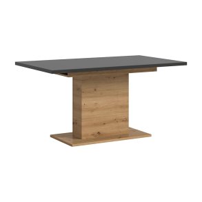 Motion Esstisch Sulenfu 90x150/190cm inkl. 1 Einlegeplatte grau, Eiche Dekor.