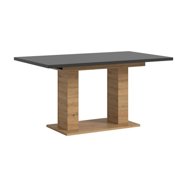 Motion Esstisch Doppelsulenfu 90x150/190cm inkl. 1 Einlegeplatte grau, Eiche Dekor.