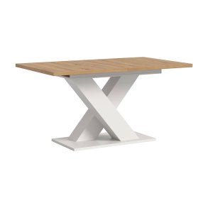 Motion Esstisch X-Fu 90x150/190cm inkl. 1 Einlegeplatte Eiche Dekor, wei.