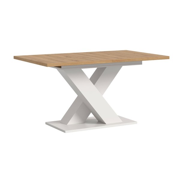 Motion Esstisch X-Fu 90x150/190cm inkl. 1 Einlegeplatte Eiche Dekor, wei.
