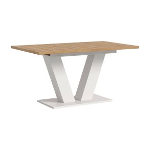 Motion Esstisch V-Fuß 90x150/190cm inkl. 1 Einlegeplatte Eiche Dekor, weiß.