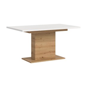 Motion Esstisch Sulenfu 90x150/190cm inkl. 1 Einlegeplatte wei, Eiche Dekor.