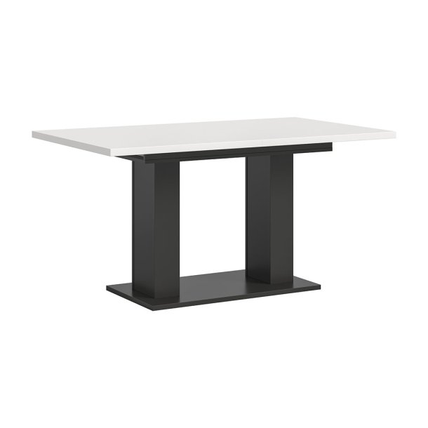 Motion Esstisch Doppelsulenfu 90x150/190cm inkl. 1 Einlegeplatte wei, grau.