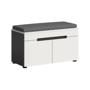 Canu Sitzbank mit Aufbewahrung inkl. Kissen 2 Türen weiß, grau.