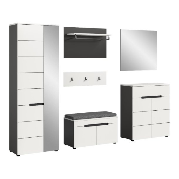 Canu Garderobenm�bel Set C6 inkl. Kissen wei�, grau.