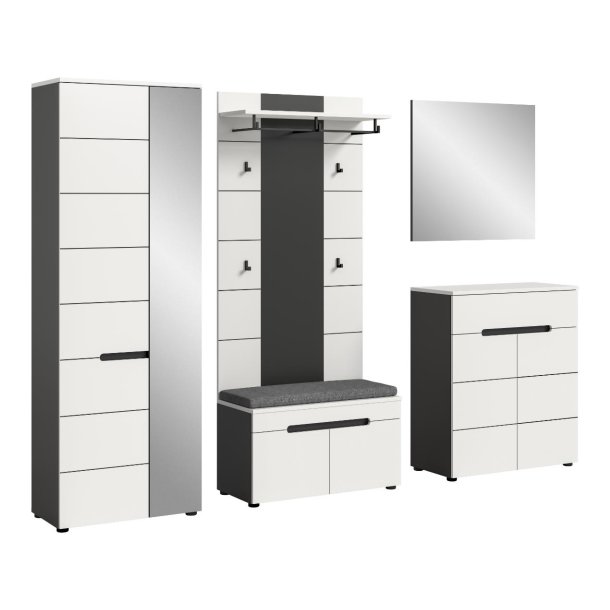 Canu Garderobenm�bel Set C5 inkl. Kissen wei�, grau.