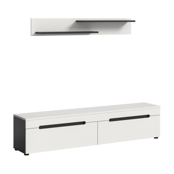 Canu TV Tisch 2 Klappentüren weiß, dunkelgrau.