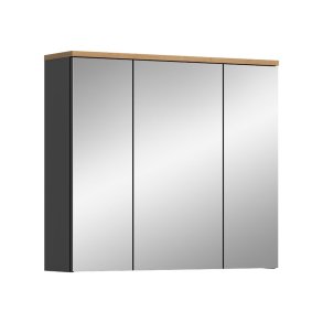 Canu Spiegelschrank Bad 3 Spiegeltren Eiche Dekor, grau.