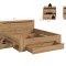 Canu Schlafzimmer-Set Bett 180x200 cm 3 Schubladen, 2 Nachttische grau, Eiche Dekor.