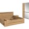 Canu Schlafzimmer-Set Bett 180x200 cm mit Stauraum, 2 Nachttische, 1 Schrank Spiegel grau, Eiche Dekor.