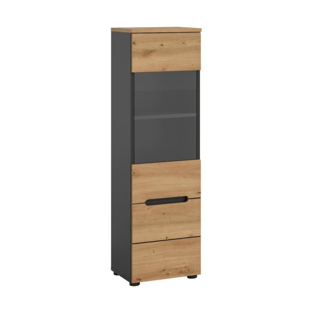 Canu Vitrinenschrank 1 Glastr Eiche Dekor, dunkelgrau.