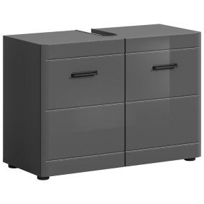 Soft Waschbeckenunterschrank 2 Tren Grau hochglanz, grau.