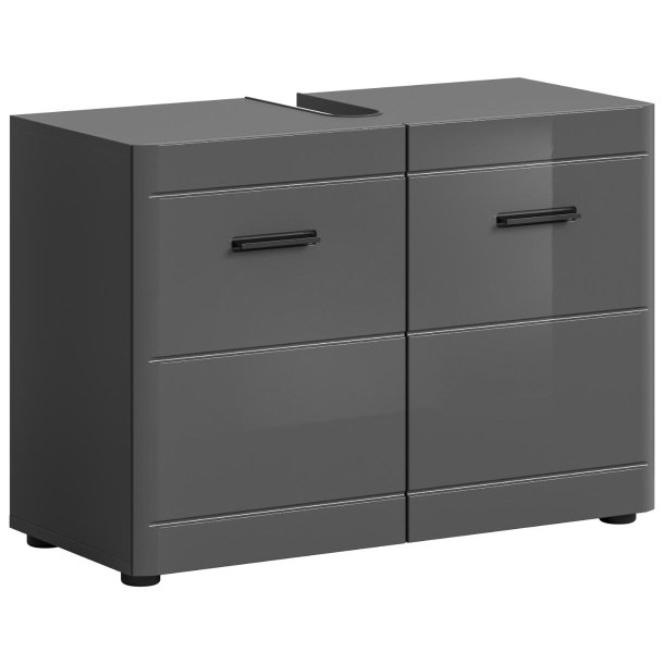 Soft Waschbeckenunterschrank 2 Tren Grau hochglanz, grau.