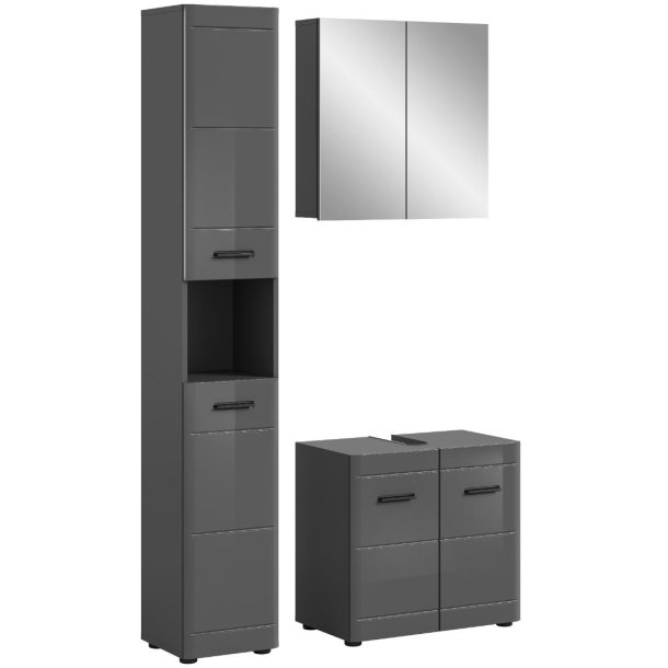 Soft zestaw mebli łazienkowych S6 szary połysk, szary.
