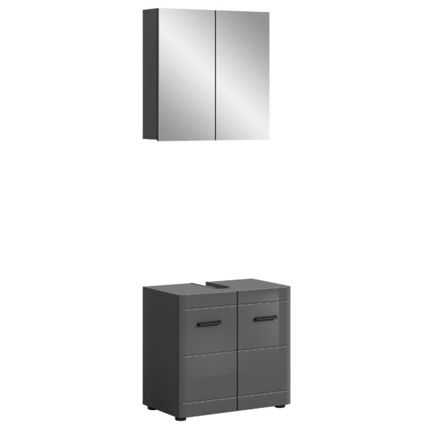 Soft Badmbelset S2 Grau hochglanz, grau.