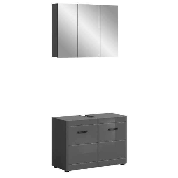 Soft Badmbelset S1 Grau hochglanz, grau.