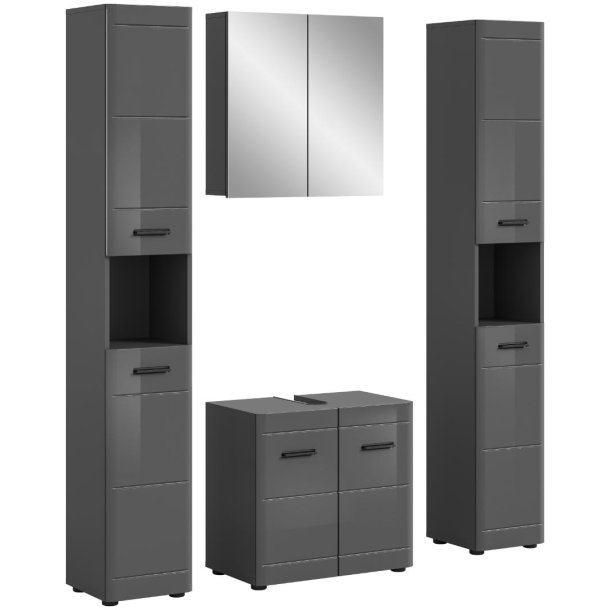 Soft zestaw mebli łazienkowych S4 szary połysk, szary.