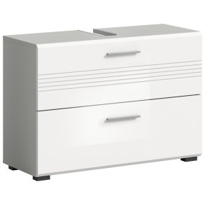 Copa Waschbeckenunterschrank 2 Schubladen Weiß hochglanz, hellgrau.