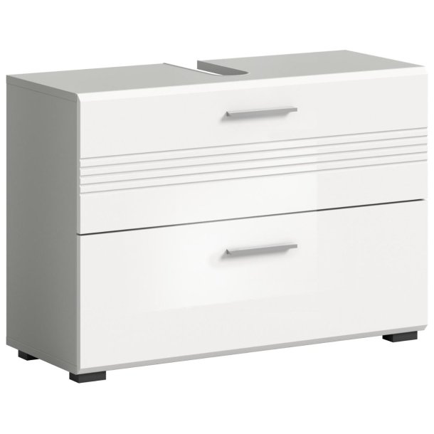 Copa Waschbeckenunterschrank 2 Schubladen Wei hochglanz, hellgrau.
