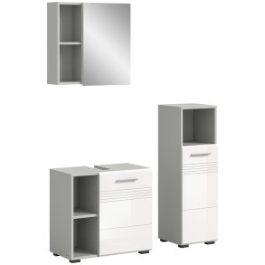 Copa Badmbelset C9 Wei hochglanz, hellgrau.