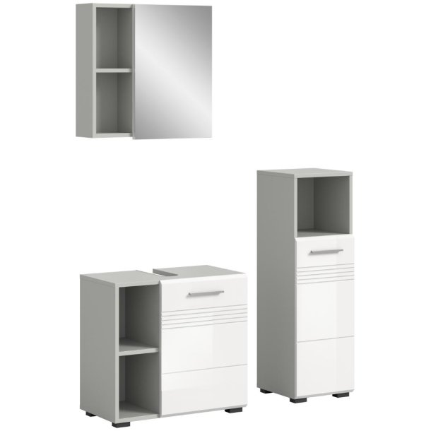 Copa Badmbelset C9 Wei hochglanz, hellgrau.