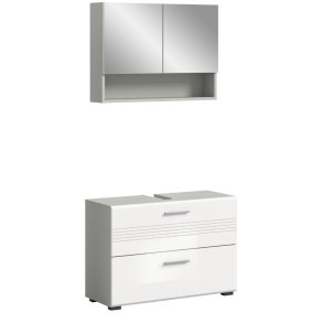 Copa Badmbelset C1 Wei hochglanz, hellgrau.
