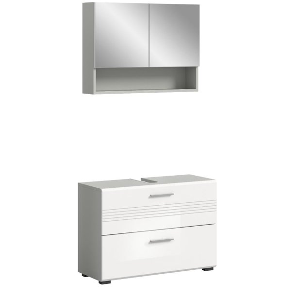 Copa Badmbelset C1 Wei hochglanz, hellgrau.
