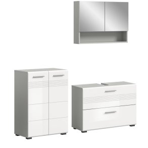 Copa Badmbelset C4 Wei hochglanz, hellgrau.