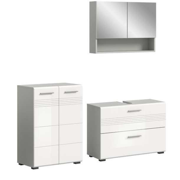 Copa Badmbelset C4 Wei hochglanz, hellgrau.