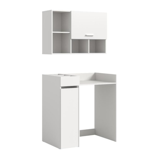 Free Waschmaschinenschrank 1 Klappentr, 1 Schublade, 9 Regale Wei.