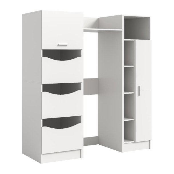 Free vaskemaskineskab 4 l�ger, 2 klapl�ger, 2 hylder hvid.