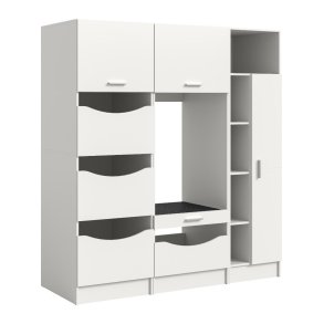 Free Waschmaschinenschrank 6 T�ren, 2 Klappent�ren, 1 Schublade, 3 Regale Wei�.