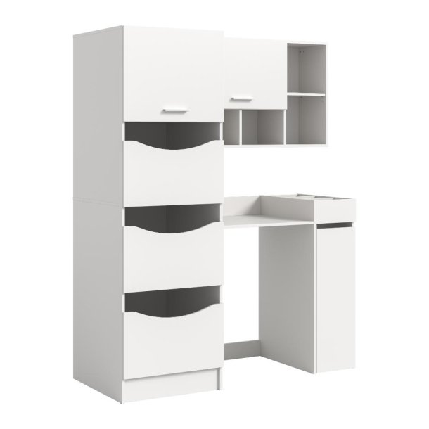 Free vaskemaskineskab 3 l�ger, 2 klapl�ger, 1 skuffe, 9 hylder hvid.