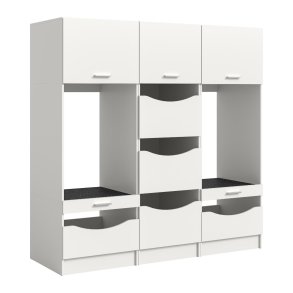 Free Waschmaschinenschrank 7 T�ren, 3 Klappent�ren, 2 Schubladen, 4 Regale Wei�.