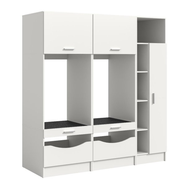 Free Waschmaschinenschrank 5 Tren, 2 Klappentren, 2 Schubladen, 5 Regale Wei.